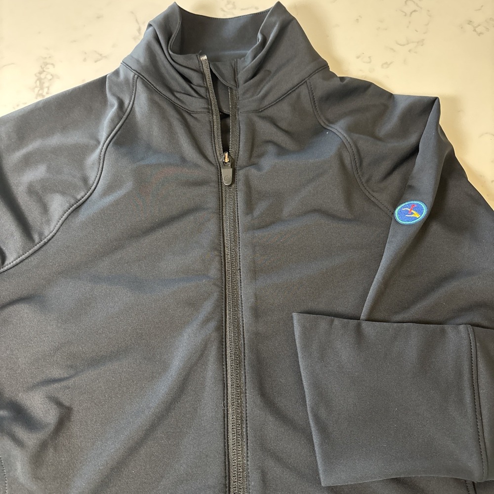 Peter Millar Fitted Athletic‎ Golf Jacket Full Zip Black Golf Logo UPF 50+ Sz SM